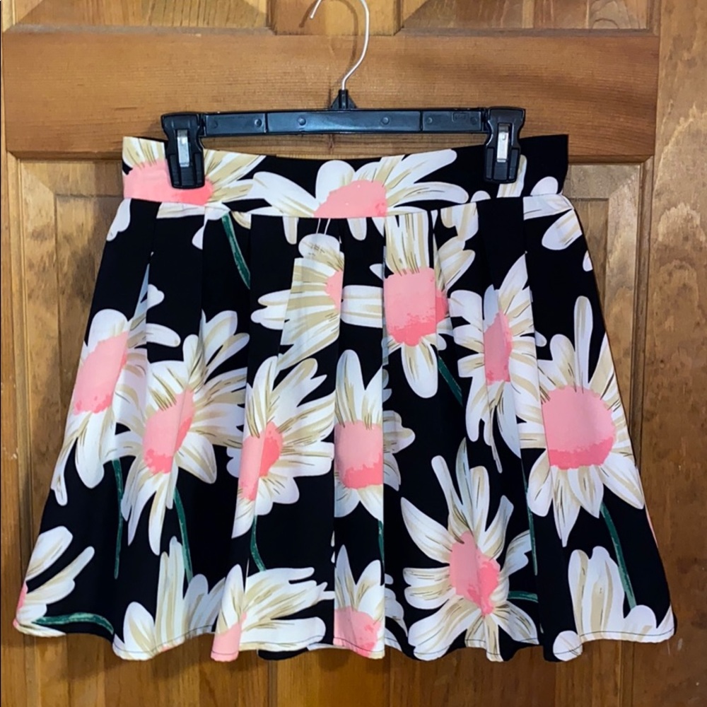 Semi-formal Pink + Black Flower Skirt